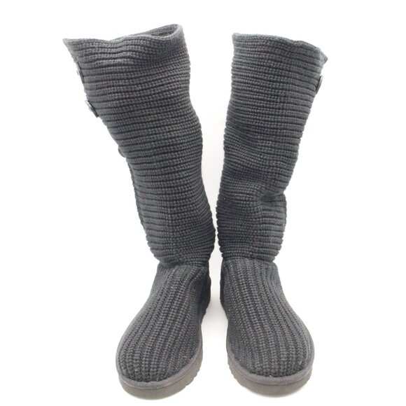 UGG Australia  Women's Size 9 Classic Cardy Knit Black Boots 1016555 - Picture 2 of 8